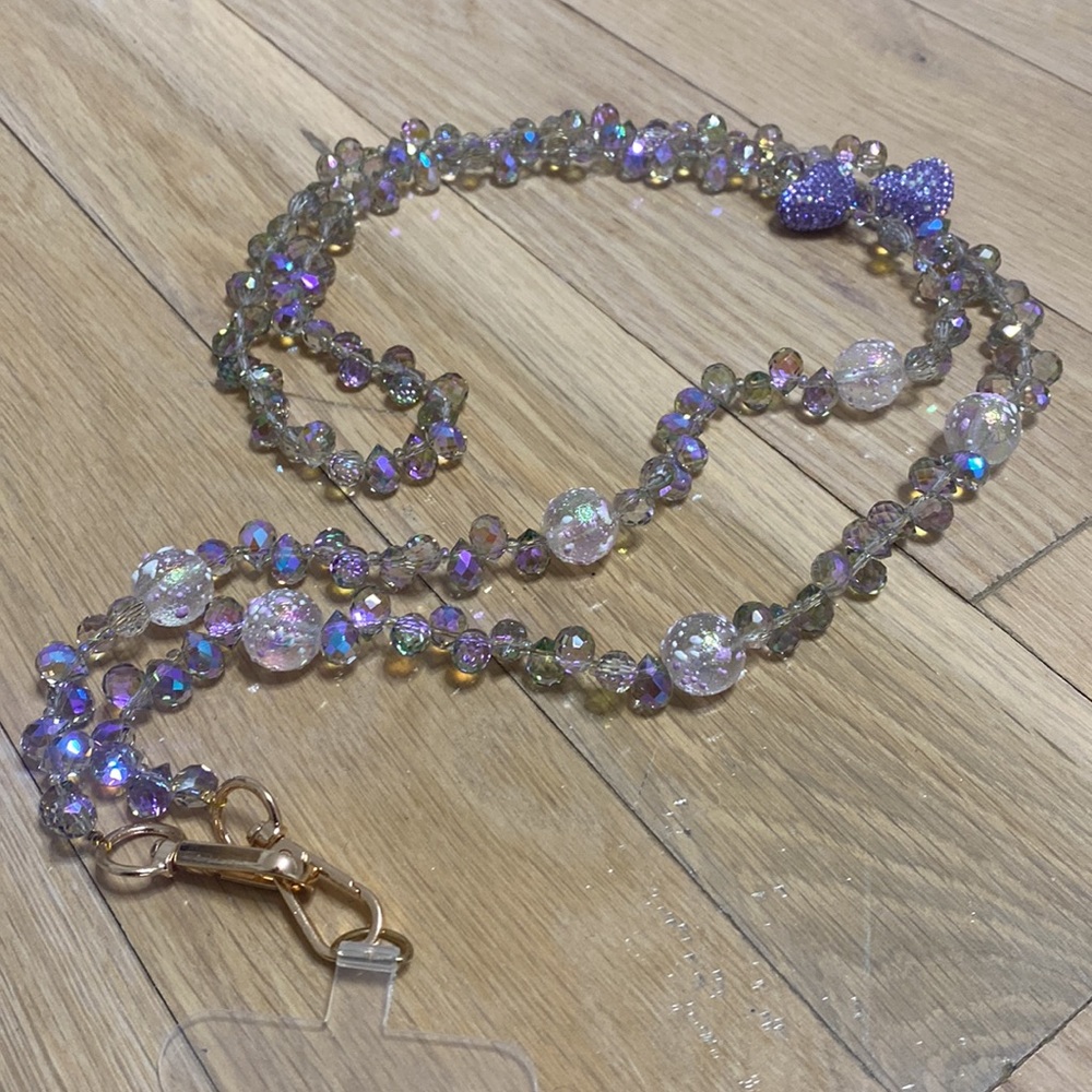 Chic Purple and Gold Beaded crossbody phone holder